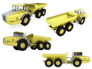 Collage of isolated construction vehicle