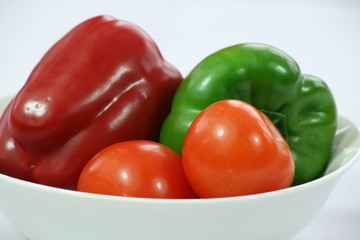 Fresh peppers and tomatoes