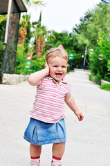 girl and soap bubbles