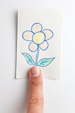 scketch of flower over a finger