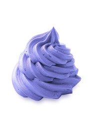 Whipped soft blueberry ice cream or yogurt isolated on white background