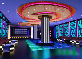 3D club hall, corridor