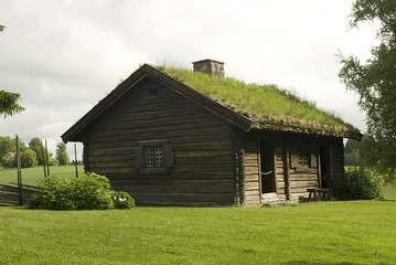 Old farmer's wooden house museum Gamle Hvam.