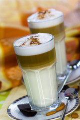 Latte Macchiato and Sweet Cookies ,Chocolate,Almonds
