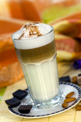 Latte Macchiato and Sweet Cookies ,Chocolate,Almonds