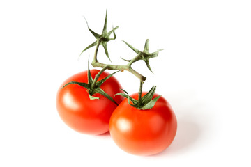 Red tomatoes with green leaves