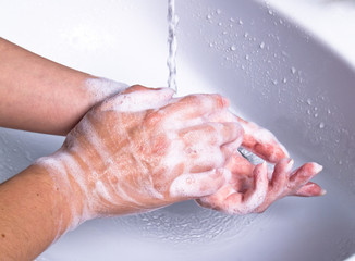 Female washing hands