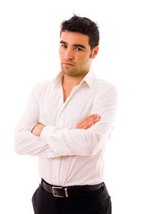 young casual man portrait, isolated on white