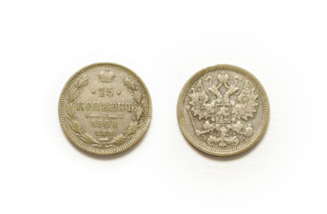 1906 silver coin of Russia isolated on white background