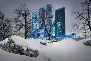 Skyscrapers of Moscow in the winter