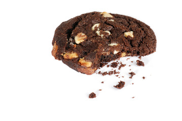 white chocolate chip cookie with bite