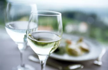 Photo sur Aluminium Vin deux verres de vin blanc