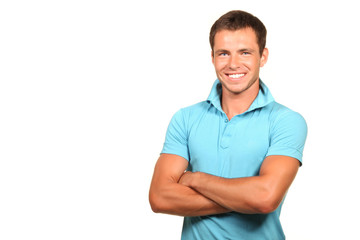 Closeup of a happy young man looking at camera