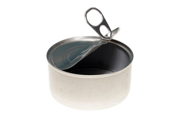 empty cat food can isolated on white