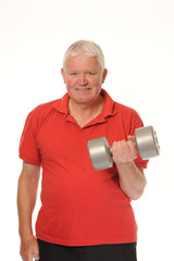 Senior retired man exercising