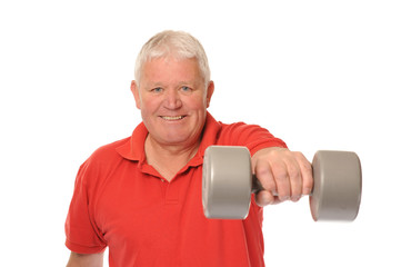 Senior retired man exercising