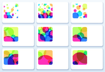 Set of nine colorful business cards, vector illustration