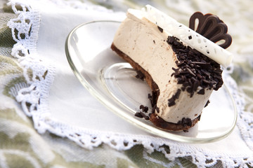 delicious dessert cake with cream and chocolate