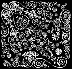 curled background with white elements