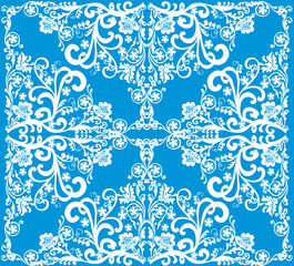 white curled decoration on blue