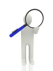 3d person with magnifying glass