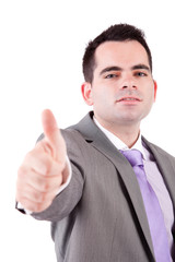 Business man showing thumb up
