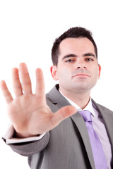 Engineer making stop sign