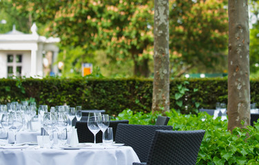 dinner tables on terrace of star restaurant