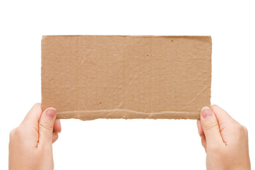 The cardboard tablet in a hand