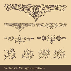 Vintage elements for frame or book cover, card