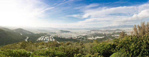 Fototapeta premium Athens seen from Ymithos Mountain