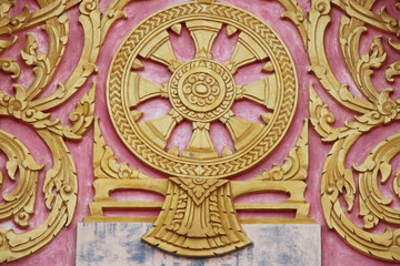 art on gable of temple, wat Non Thong, Non Daeng, Borabue