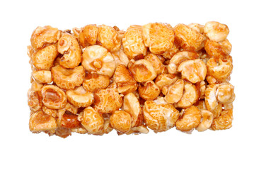 Background from sweet popcorn in honey