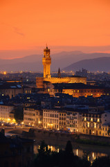 Fototapeta na wymiar Florenz Palazzo Vecchio Abend 01