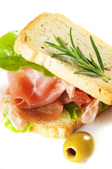 Ham sandwich isolated on white