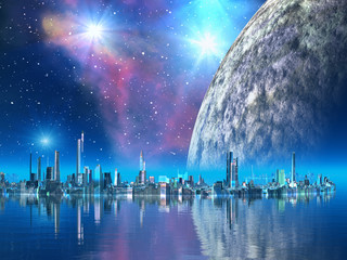 Futuristic Floating City © Angela Harburn