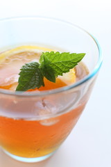 Ice Mint tea isolated on white background