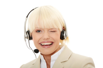 Call center woman with headset