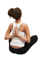 woman doing yoga over white