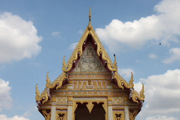 gable of temple, Wat Borabue Sararam, Mahasarakam