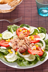 salad tuna tomato corn and onion