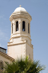 Obraz premium bell tower spire agia napa greek orthodox cathedral lemesos cypr