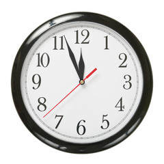 Fototapeta na wymiar closeup of a simple plastic clock isolated on white