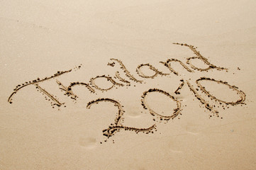 Thailand schriftzug Strand Sand 2010 Meer Ufer Südostasien