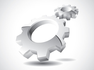 3d chrome gears isolated on white
