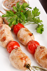 Roasted kebab with vegetables