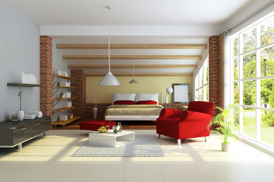 3d render modern home interior
