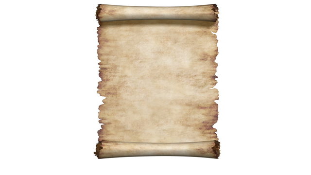Old piece of parchment paper unrolling animation