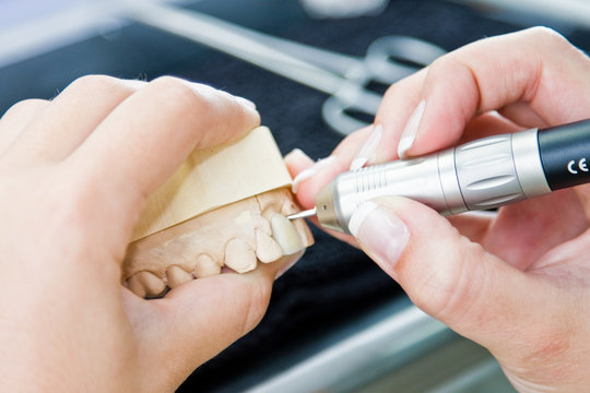 female orthodontist working