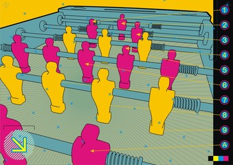 Table soccer design template close-up.